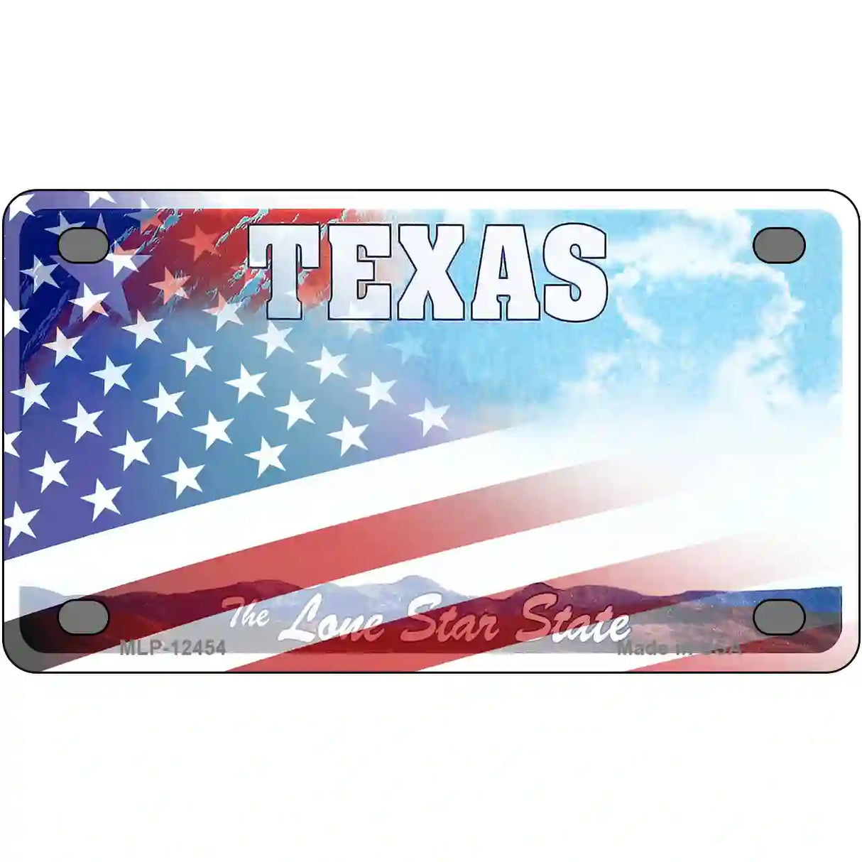 Texas Lone Star Plate American Flag Novelty Metal License Plate 4" x 2.2" (MLP)