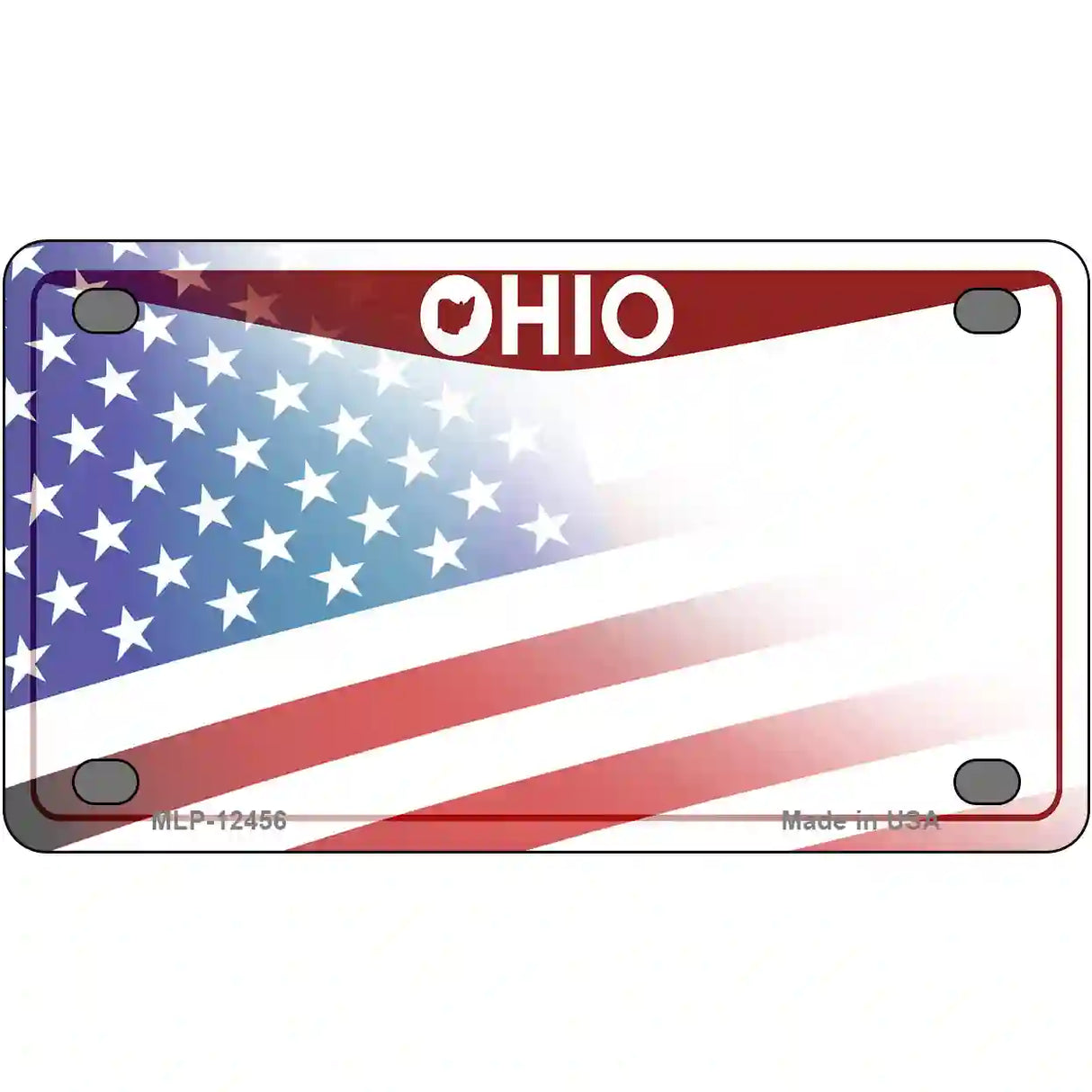 Ohio State American Flag Novelty Metal License Plate 4" x 2.2" (MLP)