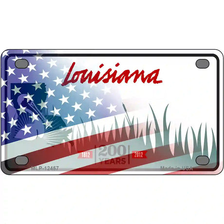 Louisiana with American Flag Novelty Metal License Plate LP-12457 4" x 2.2" (MLP)