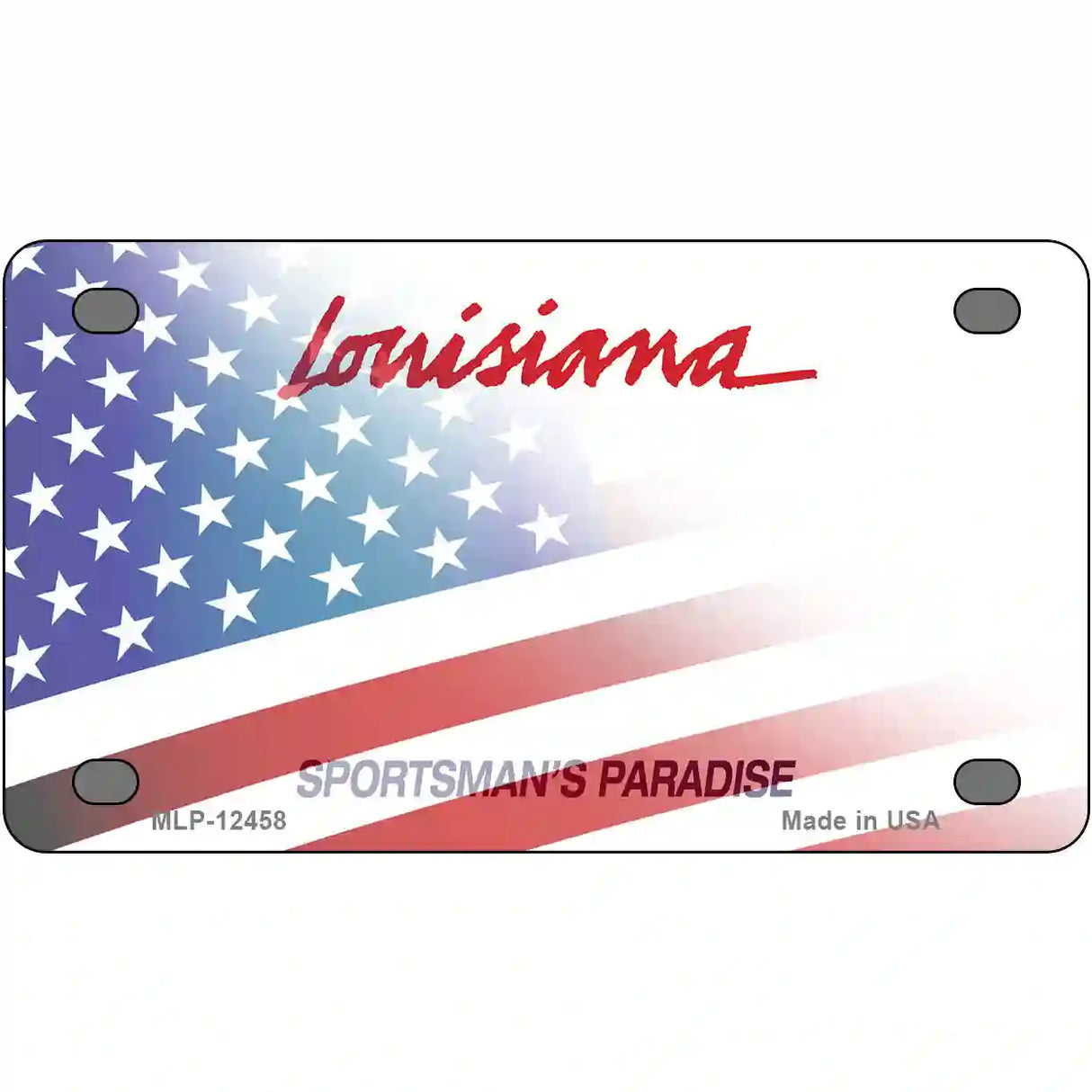 Louisiana Plate American Flag Novelty Metal License Plate 4" x 2.2" (MLP)