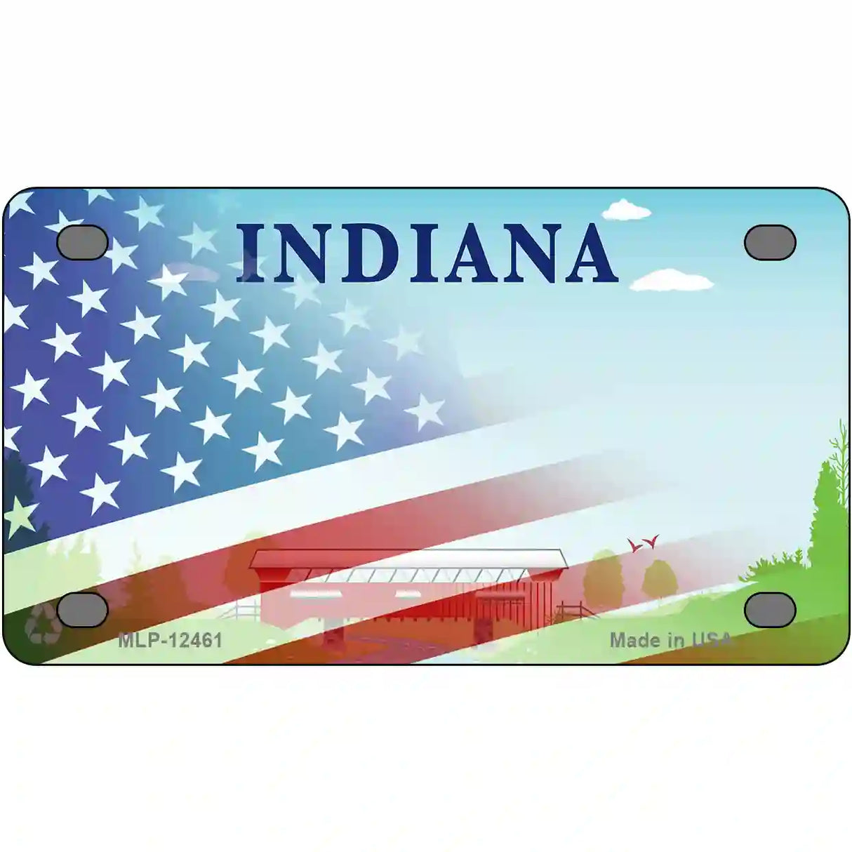 Indiana Bridge Plate American Flag Novelty Metal License Plate 4" x 2.2" (MLP)