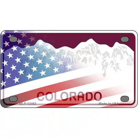 Colorado with American Flag Novelty Metal License Plate LP-12462 4" x 2.2" (MLP)