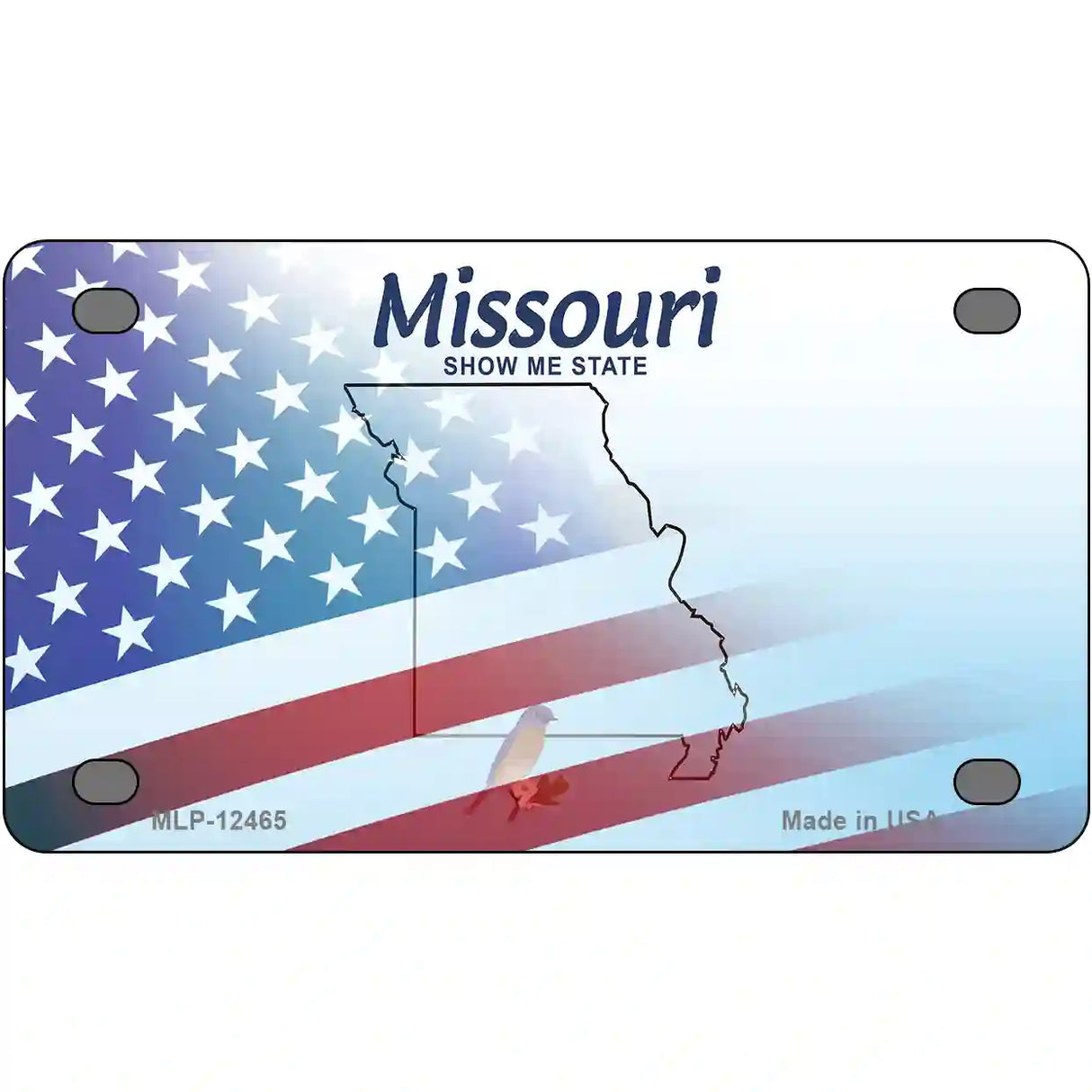 Missouri with American Flag Novelty Metal License Plate LP-12465 4" x 2.2" (MLP)