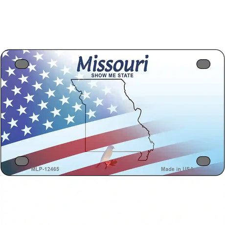 Missouri with American Flag Novelty Metal License Plate LP-12465 4" x 2.2" (MLP)