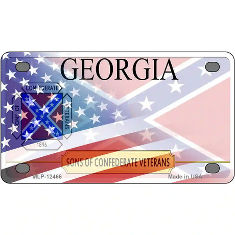 Georgia Confederate Flag American Flag Novelty Metal License Plate 4" x 2.2" (MLP)