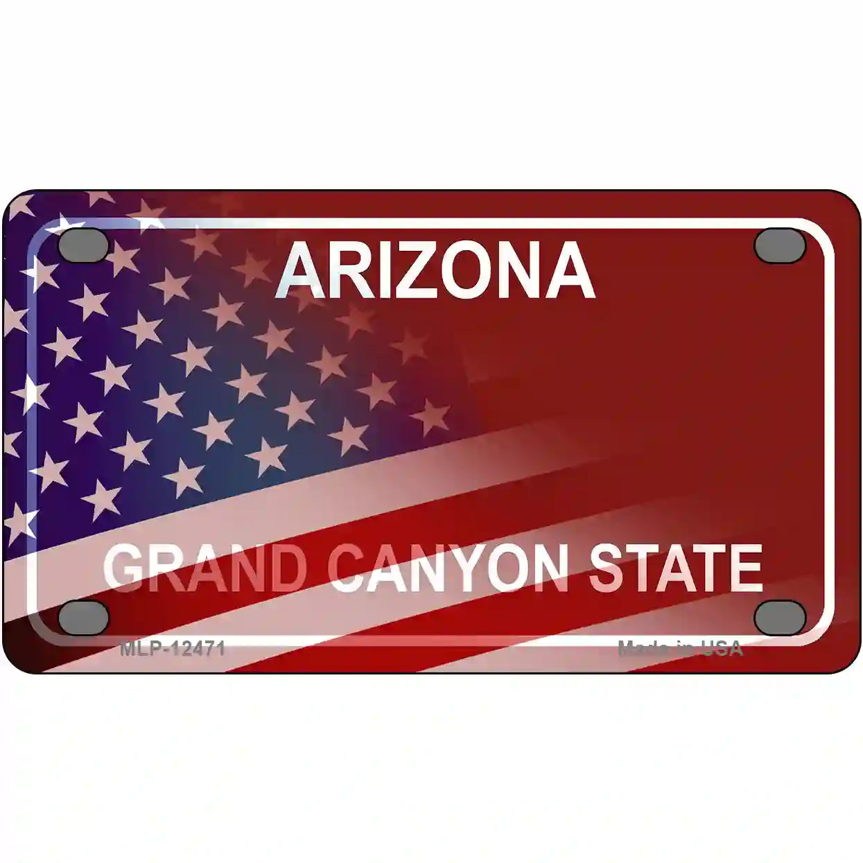 USA ダンロッププレート Arizona with American Flag Novelty Metal License Plate LP-12471