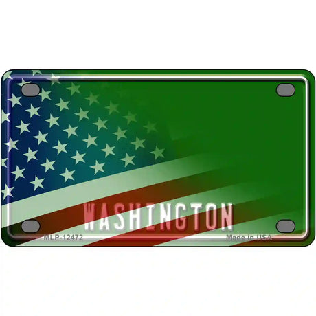 Washington with American Flag Novelty Metal License Plate LP-12472 4" x 2.2" (MLP)