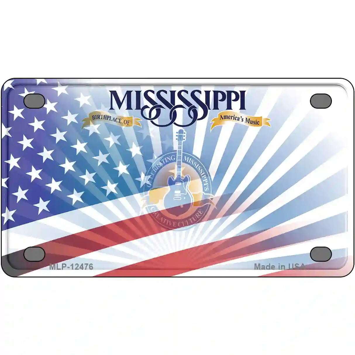 Mississippi with American Flag Novelty Metal License Plate LP-12476 4" x 2.2" (MLP)