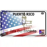 Puerto Rico with American Flag Novelty Metal License Plate 4" x 2.2" (MLP)