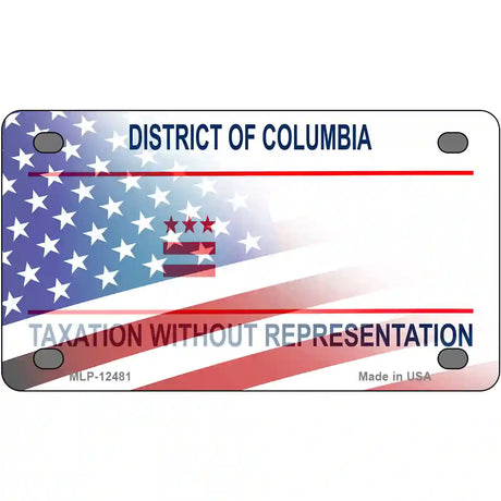 District of Columbia with American Flag Novelty Metal License Plate 4" x 2.2" (MLP)