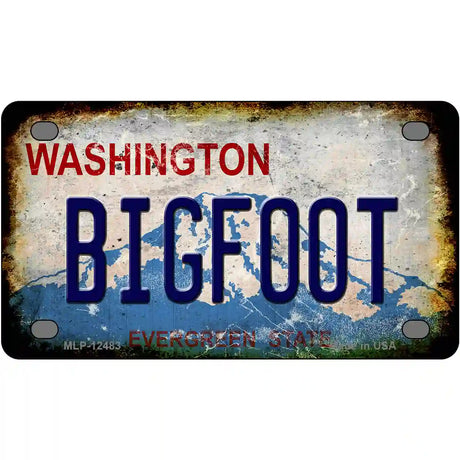 Bigfoot Washington Rusty Novelty Metal License Plate 4" x 2.2" (MLP)