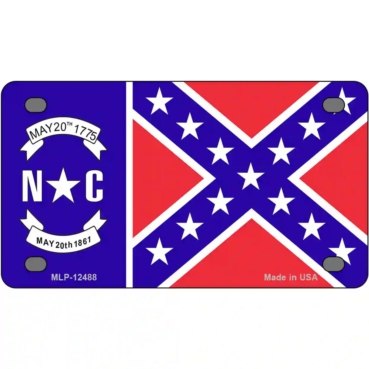 North Carolina Confederate Flag Novelty Metal License Plate 4" x 2.2" (MLP)