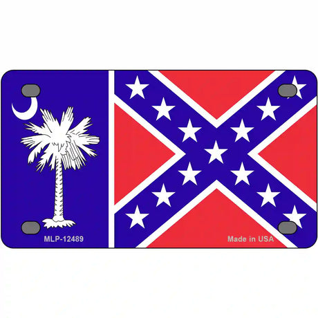 South Carolina Confederate Flag Novelty Metal License Plate 4" x 2.2" (MLP)