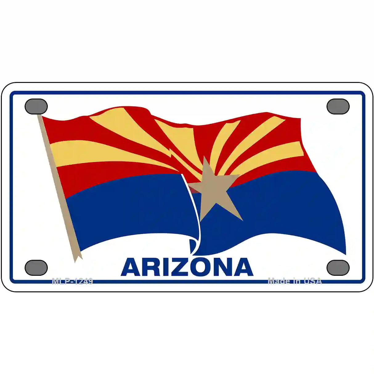 Arizona Waving Flag Novelty Metal License Plate 4" x 2.2" (MLP)