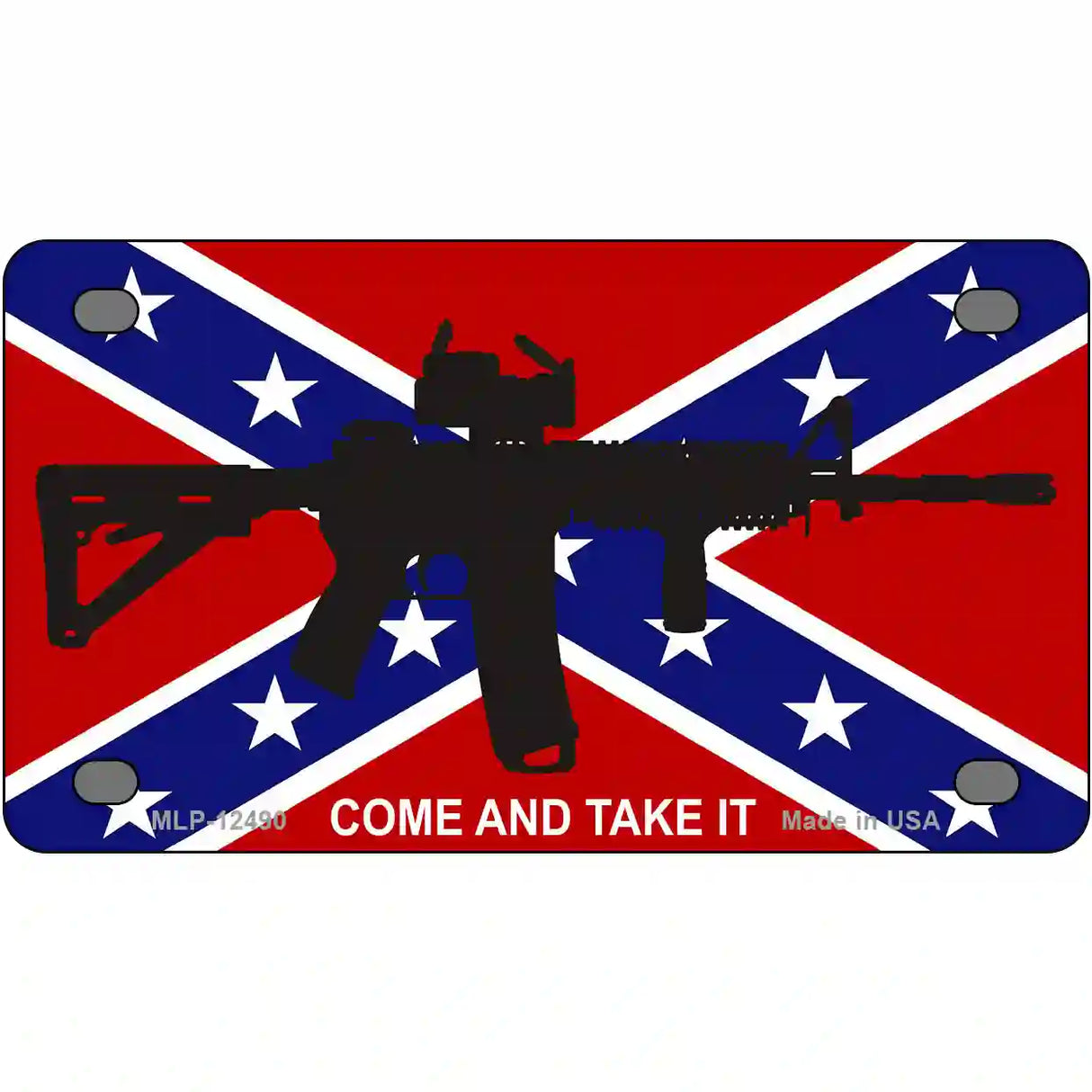 Come and Take It Confederate Flag Novelty Metal License Plate 4" x 2.2" (MLP)