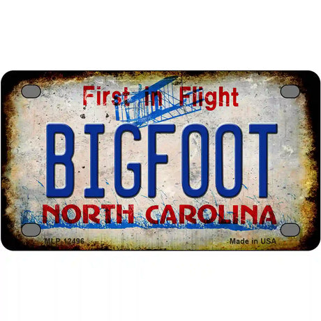 Bigfoot North Carolina Novelty Metal License Plate Tag 4" x 2.2" (MLP)