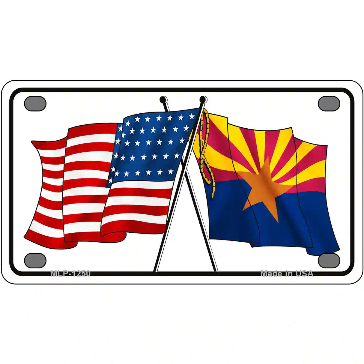 Arizona American Crossed Flags Novelty Metal License Plate 4" x 2.2" (MLP)