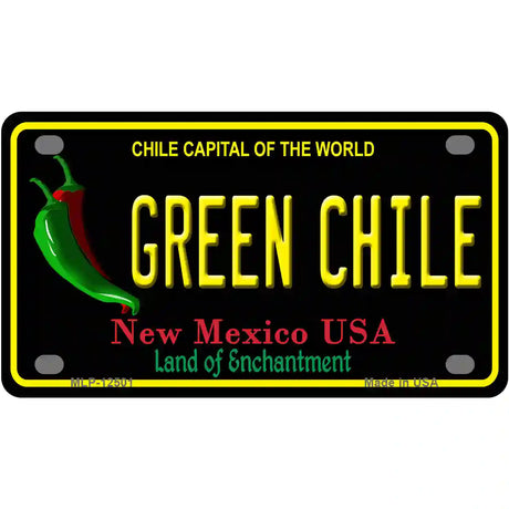 Green Chile New Mexico Black Novelty Metal License Plate 4" x 2.2" (MLP)