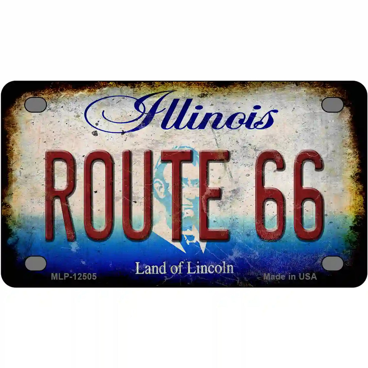 Route 66 Illinois Novelty Metal License Plate 4" x 2.2" (MLP)