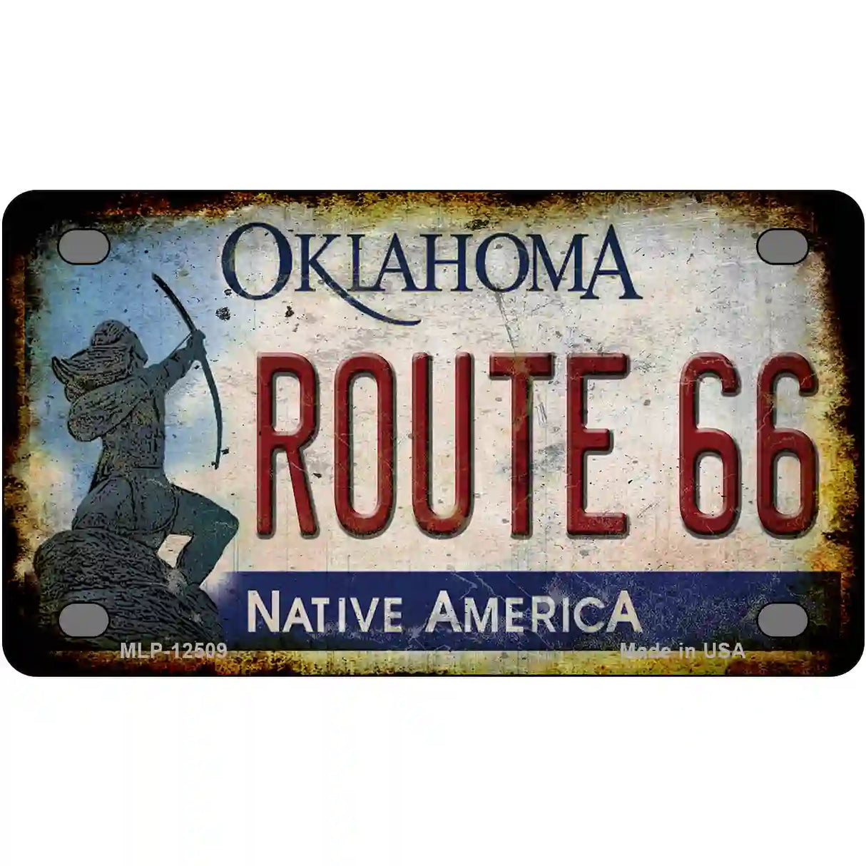 Route 66 Oklahoma Novelty Metal License Plate Tag LP-12509 4" x 2.2" (MLP)