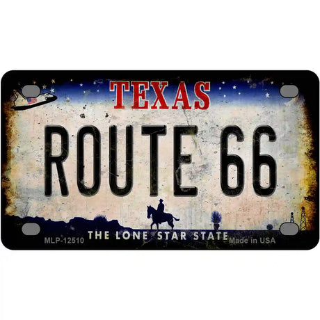 Route 66 Texas Novelty Metal License Plate 4" x 2.2" (MLP)