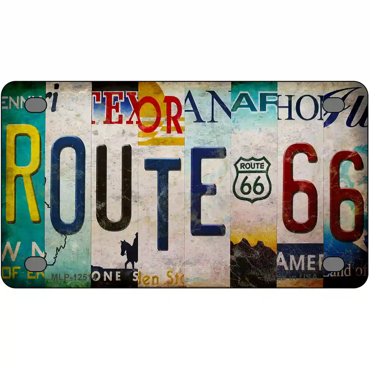 Route 66 Strip Novelty Metal License Plate 4" x 2.2" (MLP)