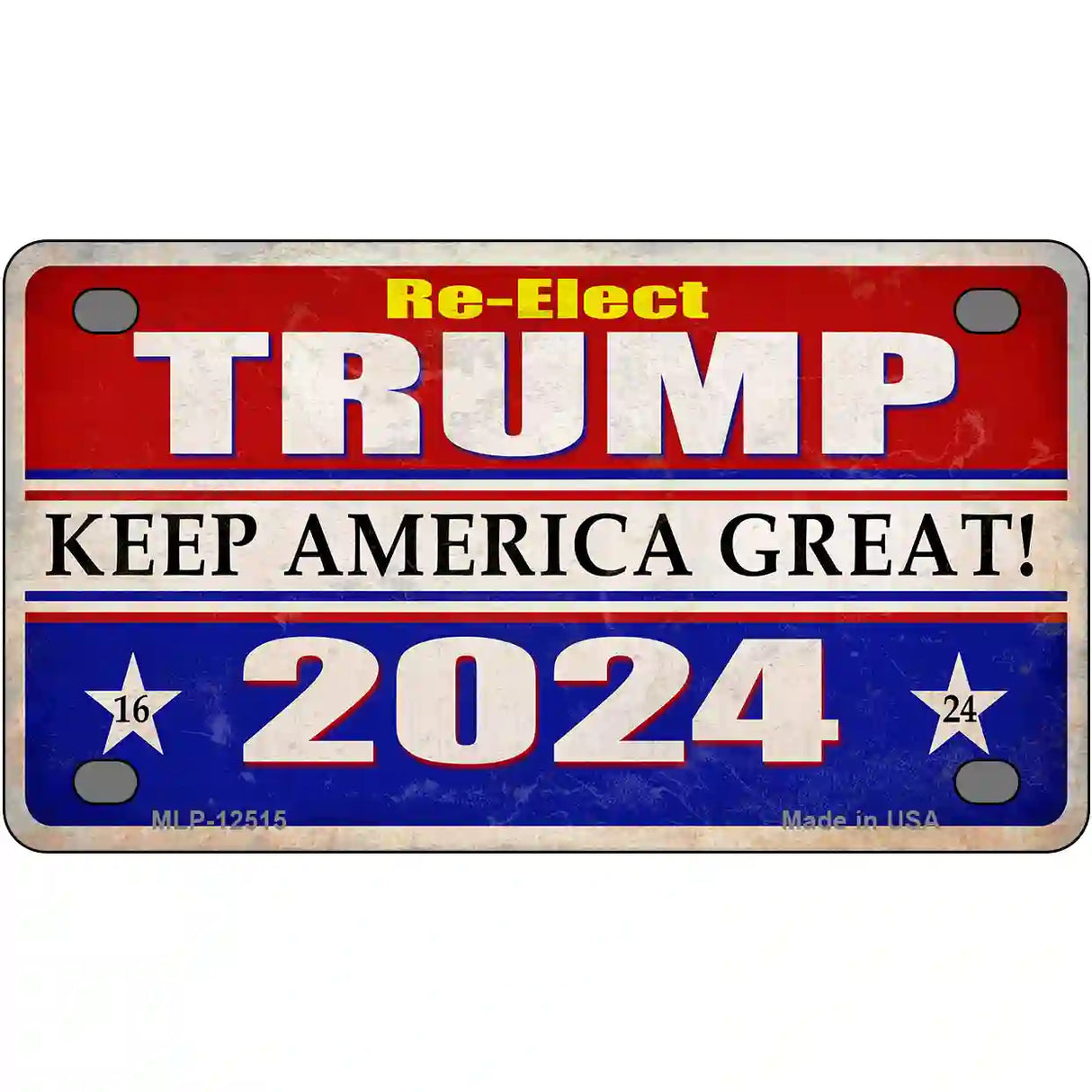 Re-Elect Trump 2024 Novelty Metal License Plate 4" x 2.2" (MLP)