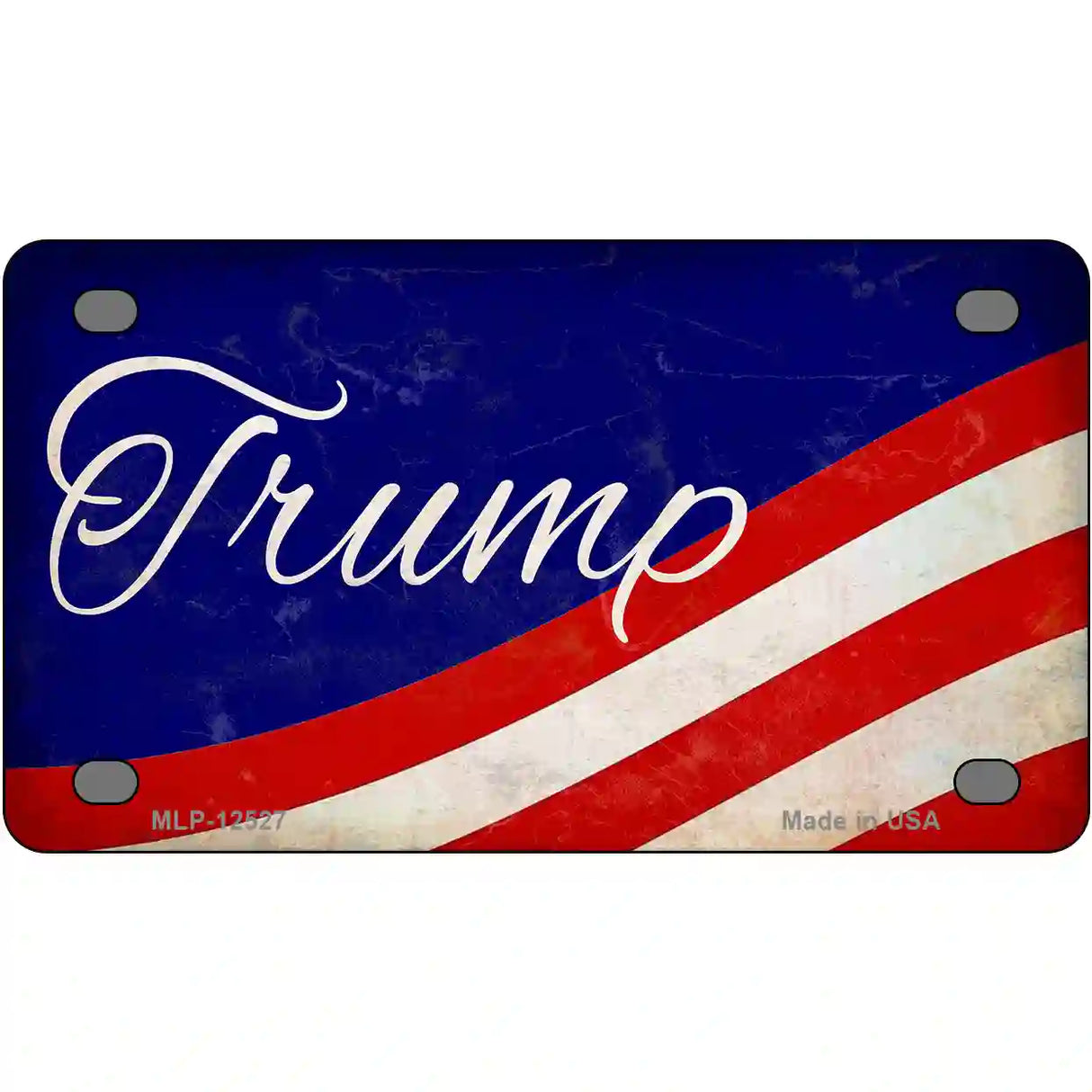 Trump on Waving Flag Novelty Metal License Plate 4" x 2.2" (MLP)