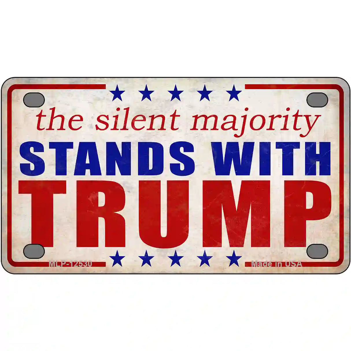 Silent Majority Stands with Trump Novelty Metal License Plate 4" x 2.2" (MLP)