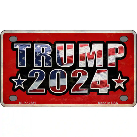 Trump 2024 Flag Novelty Metal License Plate 4" x 2.2" (MLP)