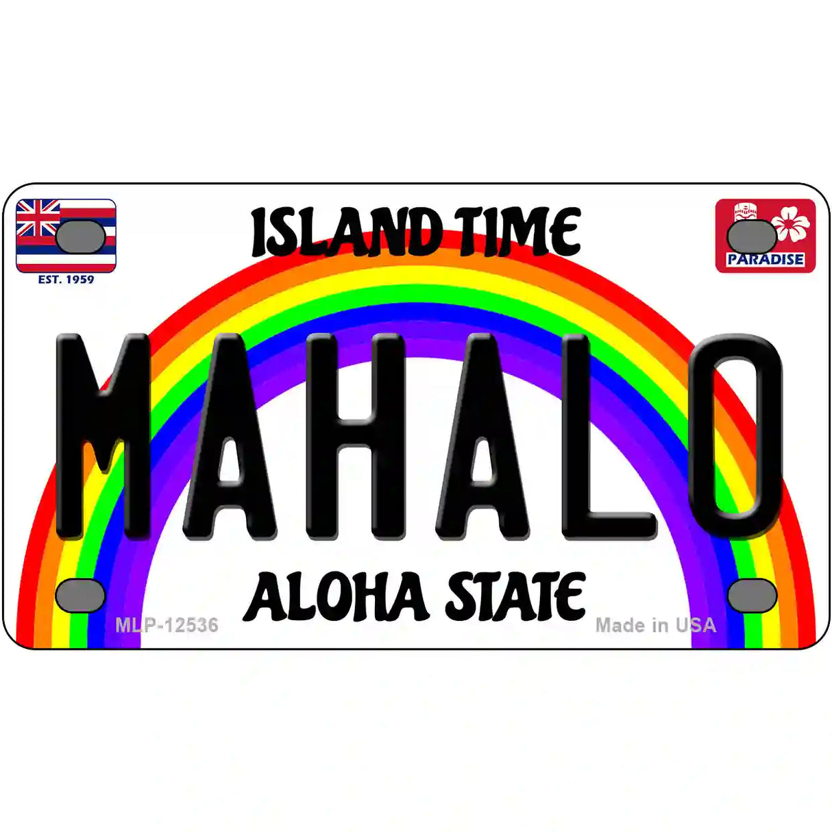 Mahalo Hawaii Novelty Metal License Plate 4" x 2.2" (MLP)