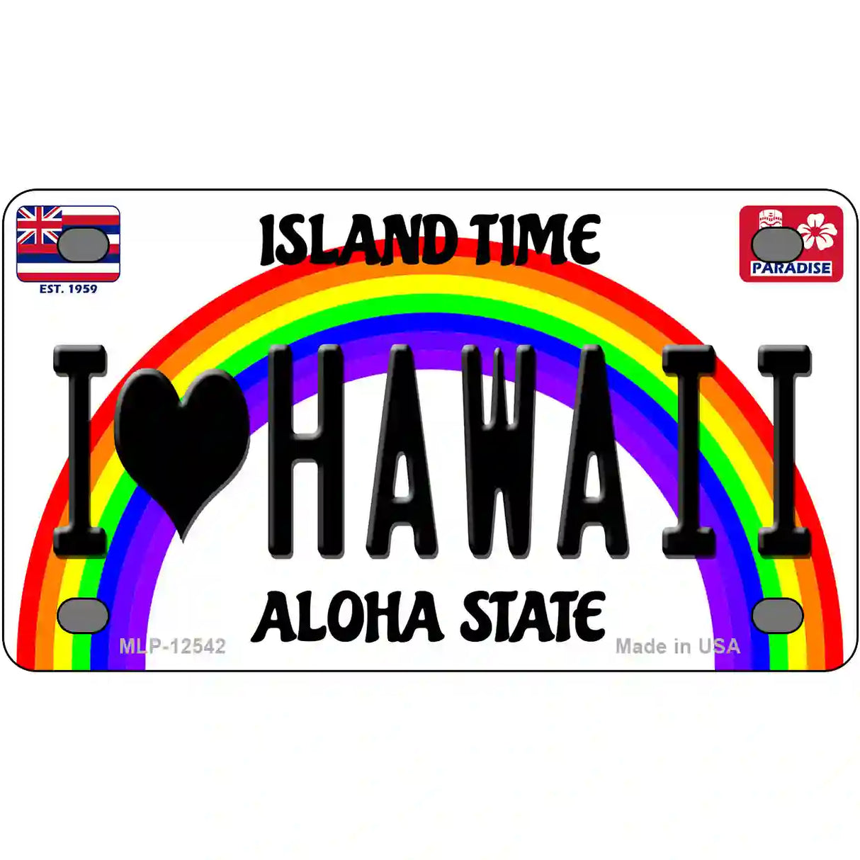 I Love Hawaii Novelty Metal License Plate 4" x 2.2" (MLP)