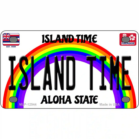 Island Time Hawaii Novelty Metal License Plate 4" x 2.2" (MLP)