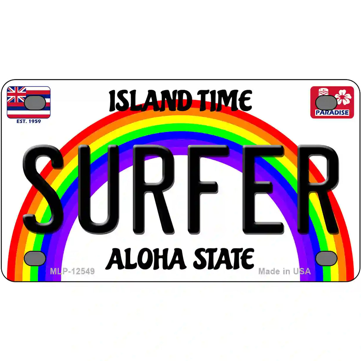 Surfer Hawaii Novelty Metal License Plate 4" x 2.2" (MLP)