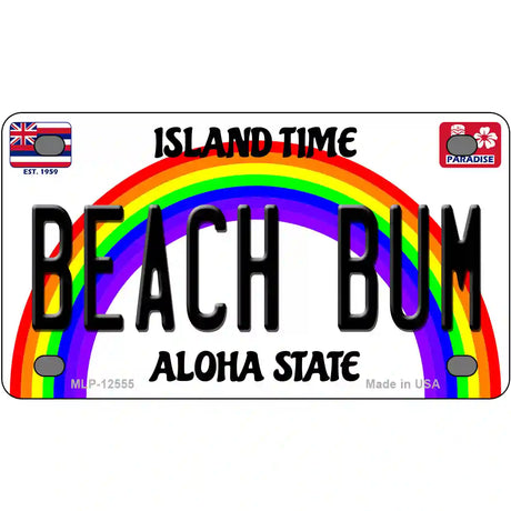 Beach Bum Hawaii Novelty Metal License Plate 4" x 2.2" (MLP)