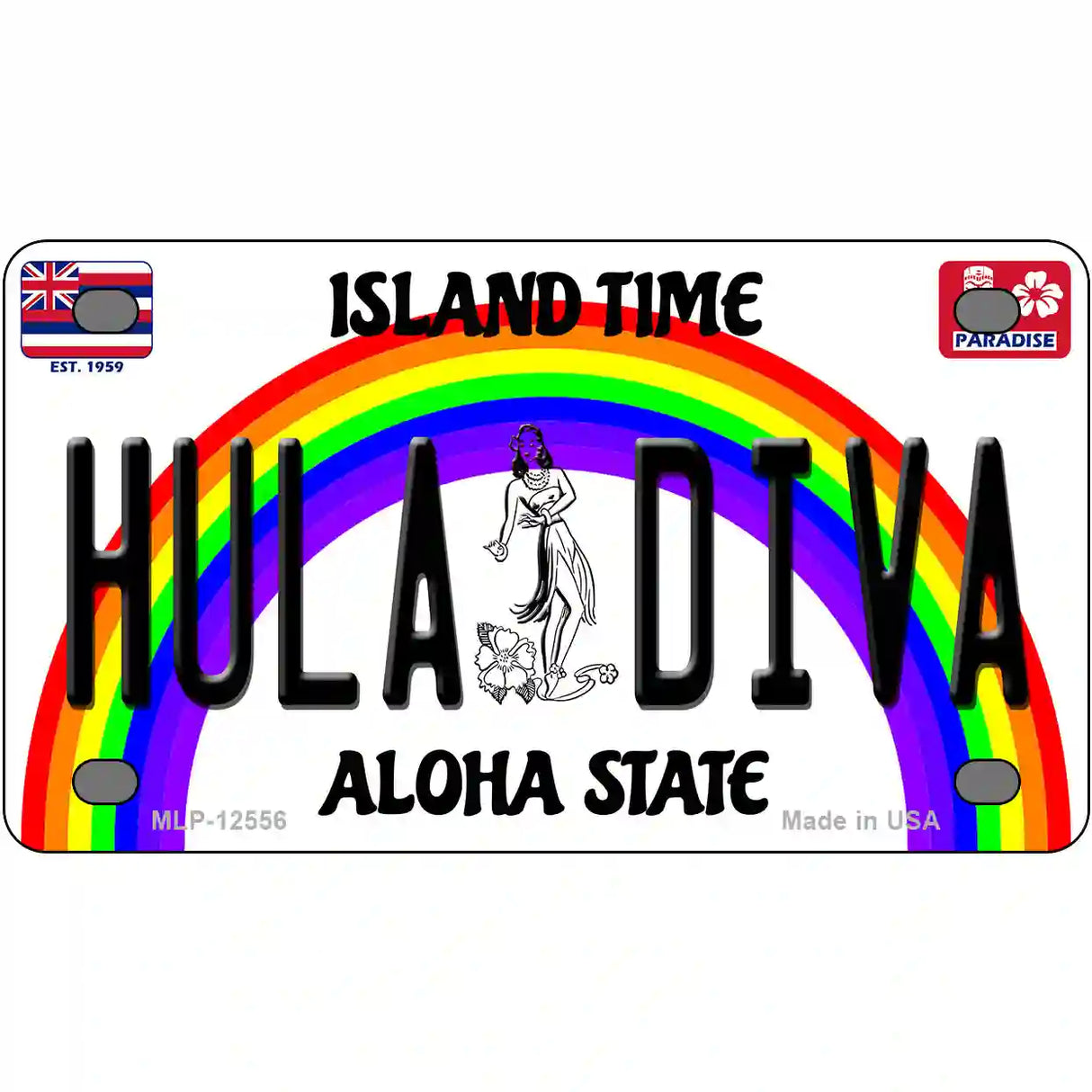 Hula Diva Hawaii Novelty Metal License Plate 4" x 2.2" (MLP)