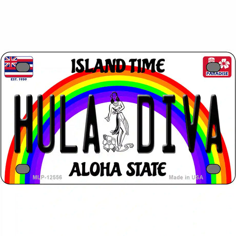 Hula Diva Hawaii Novelty Metal License Plate 4" x 2.2" (MLP)