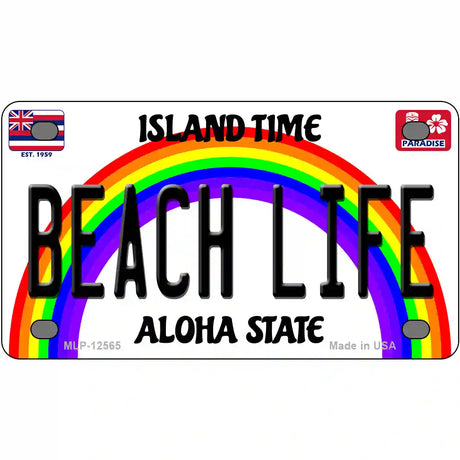 Beach Life Hawaii Novelty Metal License Plate 4" x 2.2" (MLP)