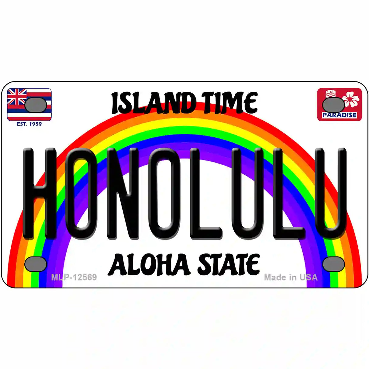 Honolulu Hawaii Novelty Metal License Plate 4" x 2.2" (MLP)