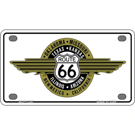 Route 66 Shield Emblem Novelty Metal License Plate 4" x 2.2" (MLP)