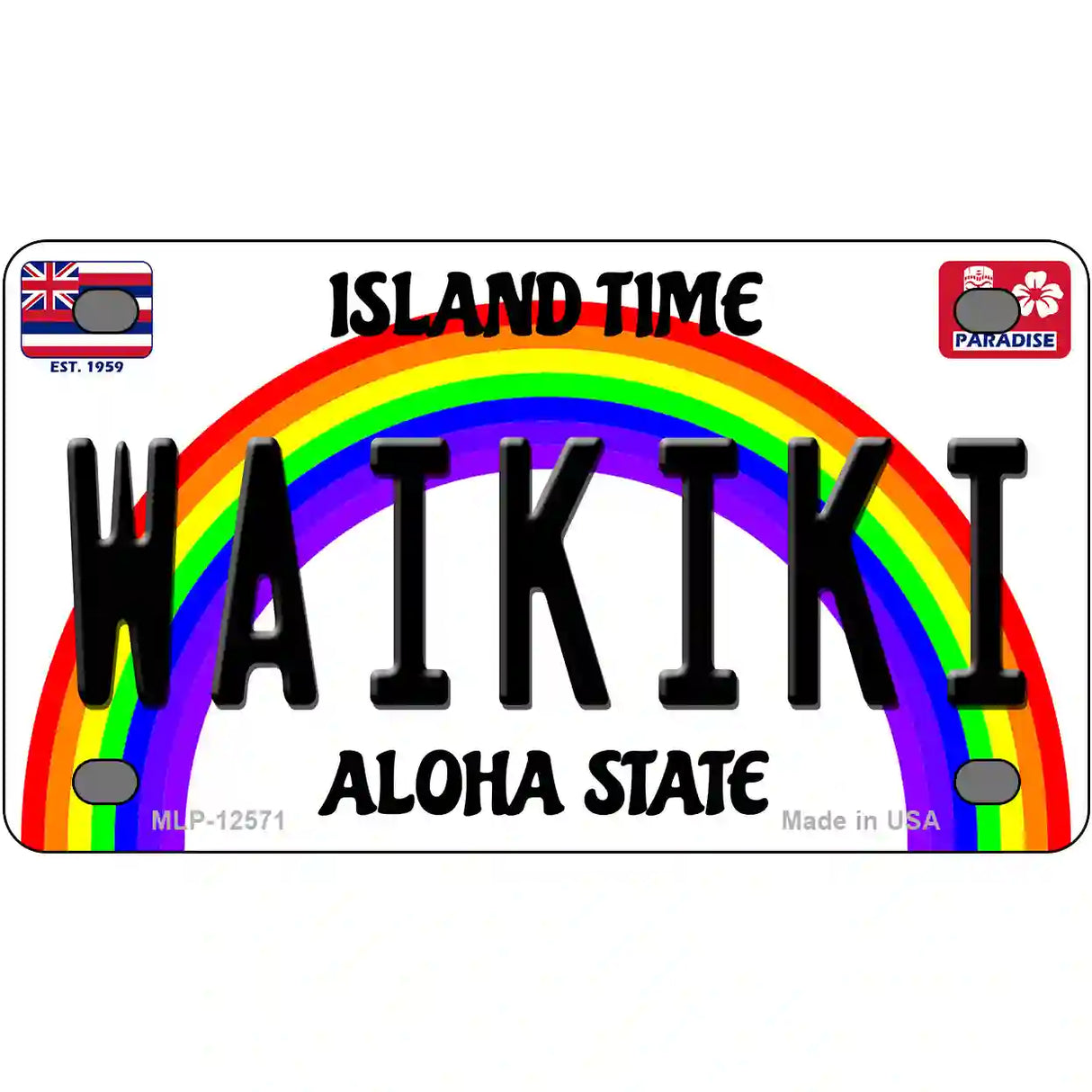 Waikiki Hawaii Novelty Metal License Plate 4" x 2.2" (MLP)