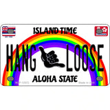 Hang Loose Hawaii Novelty Metal License Plate 4" x 2.2" (MLP)