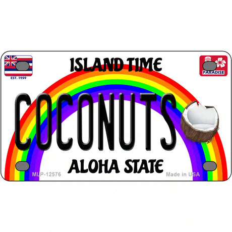 Coconuts Hawaii Novelty Metal License Plate 4" x 2.2" (MLP)