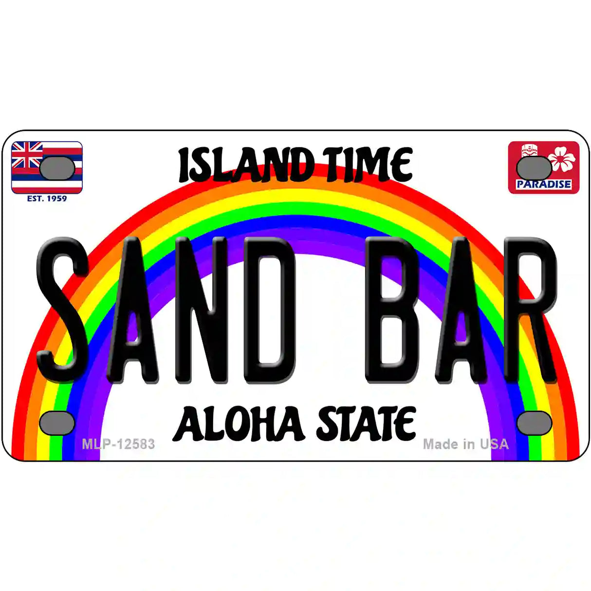 Sand Bar Hawaii Novelty Metal License Plate 4" x 2.2" (MLP)