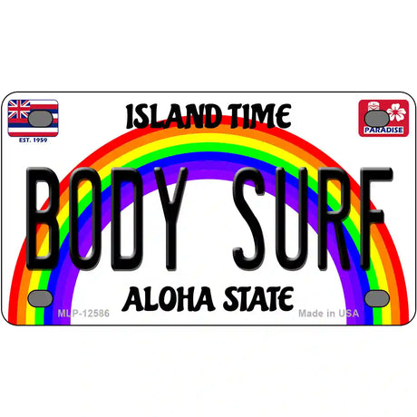 Body Surf Hawaii Novelty Metal License Plate 4" x 2.2" (MLP)