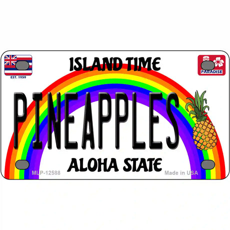 Pineapples Hawaii Novelty Metal License Plate 4" x 2.2" (MLP)