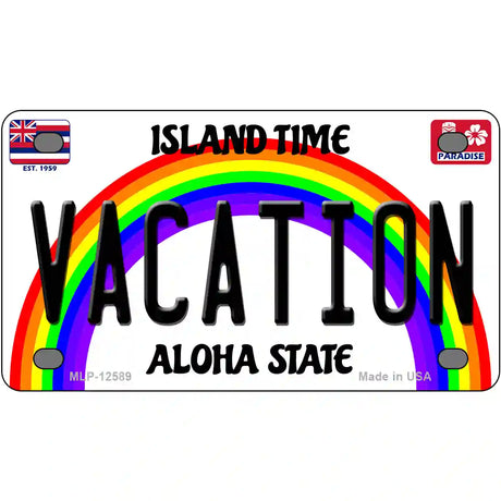 Vacation Hawaii Novelty Metal License Plate 4" x 2.2" (MLP)