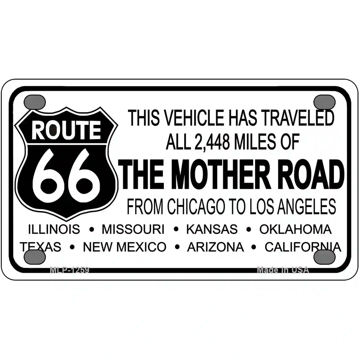 Route 66 Mother Road Novelty Metal License Plate 4" x 2.2" (MLP)