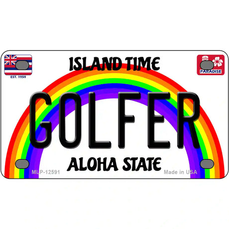 Golfer Hawaii Novelty Metal License Plate 4" x 2.2" (MLP)