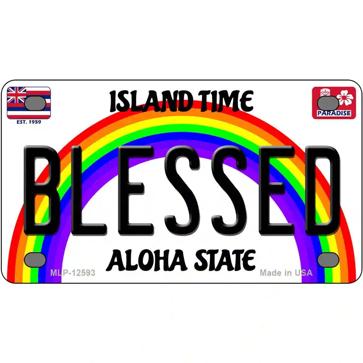 Blessed Hawaii Novelty Metal License Plate 4" x 2.2" (MLP)